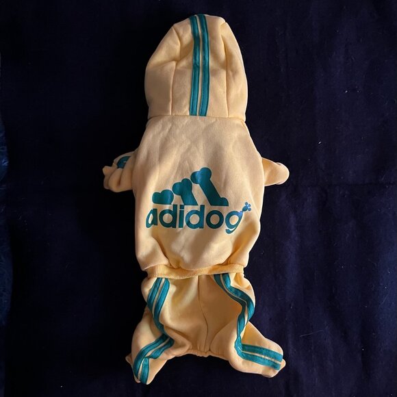 NWOT Adidog Dog Bright Yellow Fleece Hoodie ‘Jogging Suit’ - Picture 1 of 6